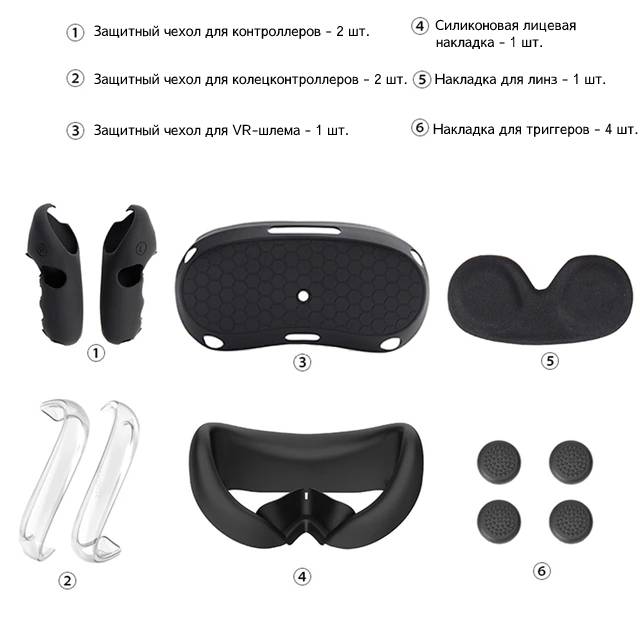 Купить комплект защитных чехлов для Pico 4 (черный)